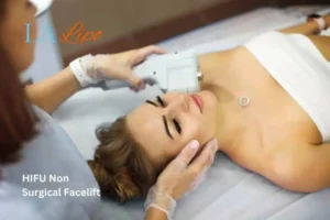 Woman having Hi-Fu to reduce wrinkles Brixton.