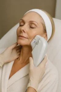 Woman receiving HIFU non surgical facelift treatment Brixton
