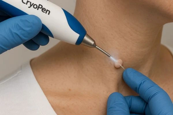 Person receiving Cryotherapy skin tag removal Brixton